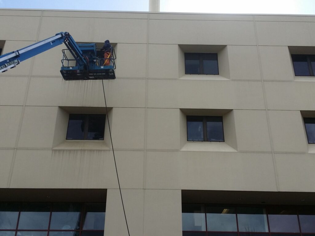Commercial property cleaning in progress